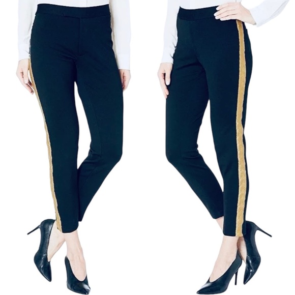 Ralph Lauren Pants - LAUREN Ralph Lauren Ponte Pants Leggings Stretchy Navy Tuxedo Trim Size XL